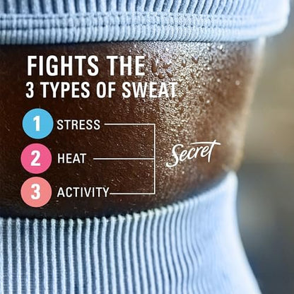 Secret Clinical Strength Antiperspirant & Deodorant for Women, Invisible Solid, Powder Protection, 100 Hour Sweat & Odor Protection, 3X Stress Protection, with Hyaluronic Acid, pH Balanced, 2.6 oz