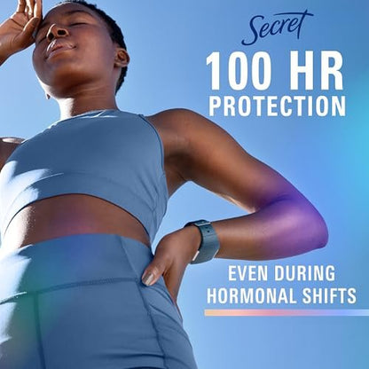 Secret Clinical Strength Antiperspirant & Deodorant for Women, Invisible Solid, Powder Protection, 100 Hour Sweat & Odor Protection, 3X Stress Protection, with Hyaluronic Acid, pH Balanced, 2.6 oz
