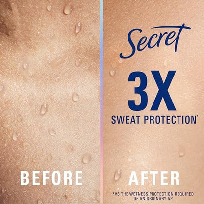 Secret Clinical Strength Antiperspirant & Deodorant for Women, Invisible Solid, Powder Protection, 100 Hour Sweat & Odor Protection, 3X Stress Protection, with Hyaluronic Acid, pH Balanced, 2.6 oz