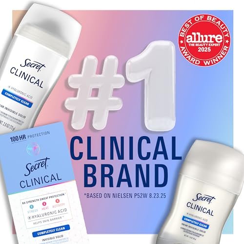 Secret Clinical Strength Antiperspirant & Deodorant for Women, Invisible Solid, Powder Protection, 100 Hour Sweat & Odor Protection, 3X Stress Protection, with Hyaluronic Acid, pH Balanced, 2.6 oz - görsel 9