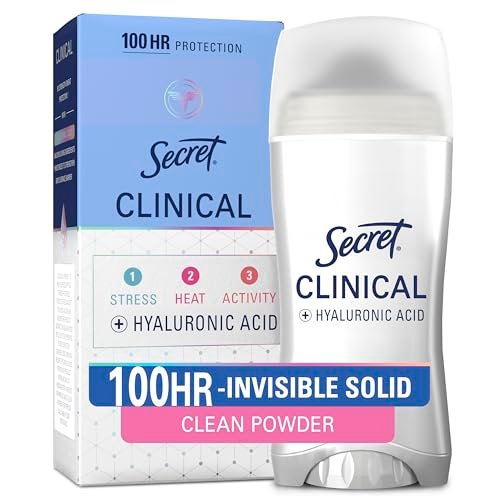 Secret Clinical Strength Antiperspirant & Deodorant for Women, Invisible Solid, Powder Protection, 100 Hour Sweat & Odor Protection, 3X Stress Protection, with Hyaluronic Acid, pH Balanced, 2.6 oz - görsel 1