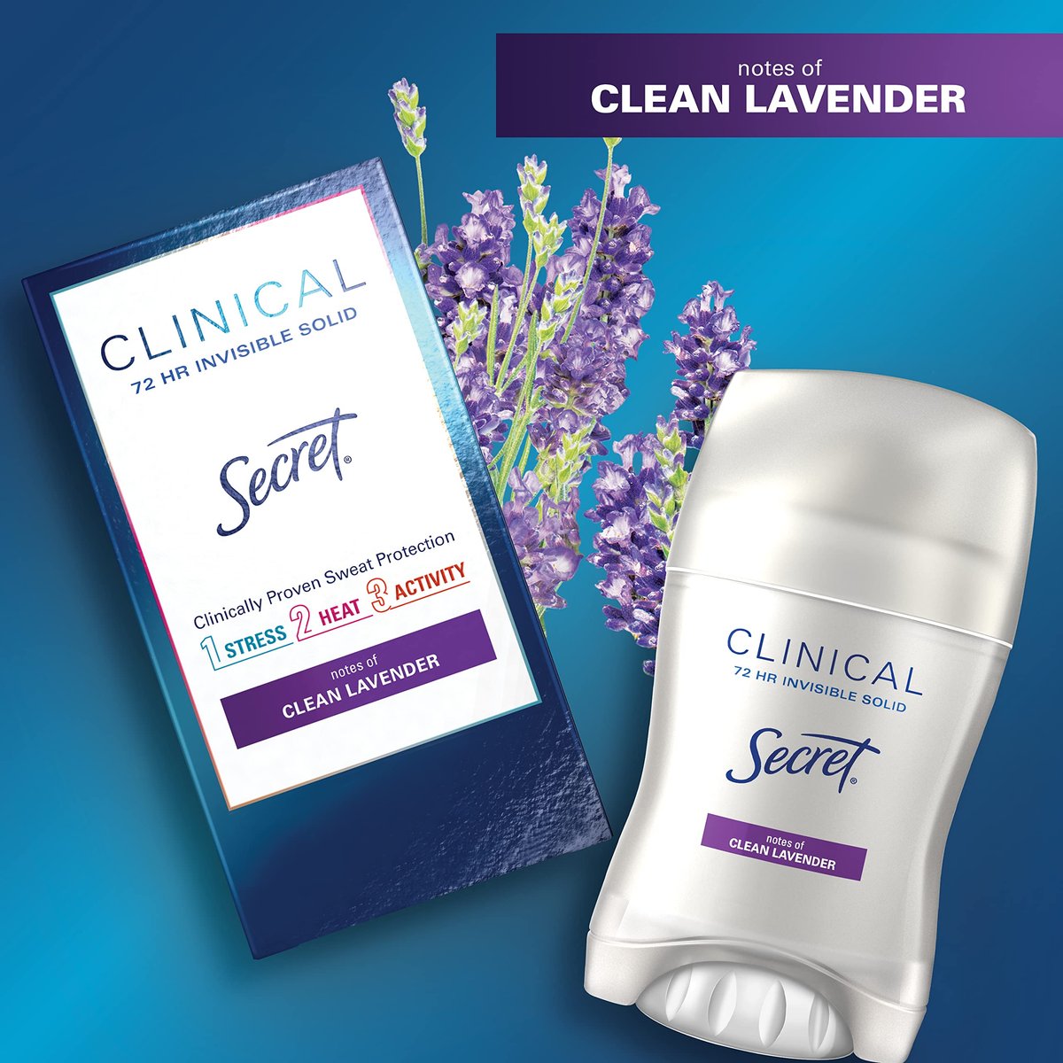 Secret Clinical Strength Antiperspirant and Deodorant for Women, Lavender, 72-Hour Invisible Solid, 1.6 oz - görsel 8