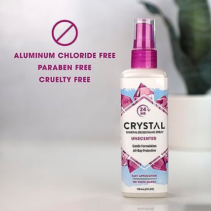 Crystal Body Deodorant Spray - 4 fl oz (Pack of 2) - Natural Mineral Deodorant for Sensitive Skin, Aluminum-Free, Long-Lasting Odor Protection