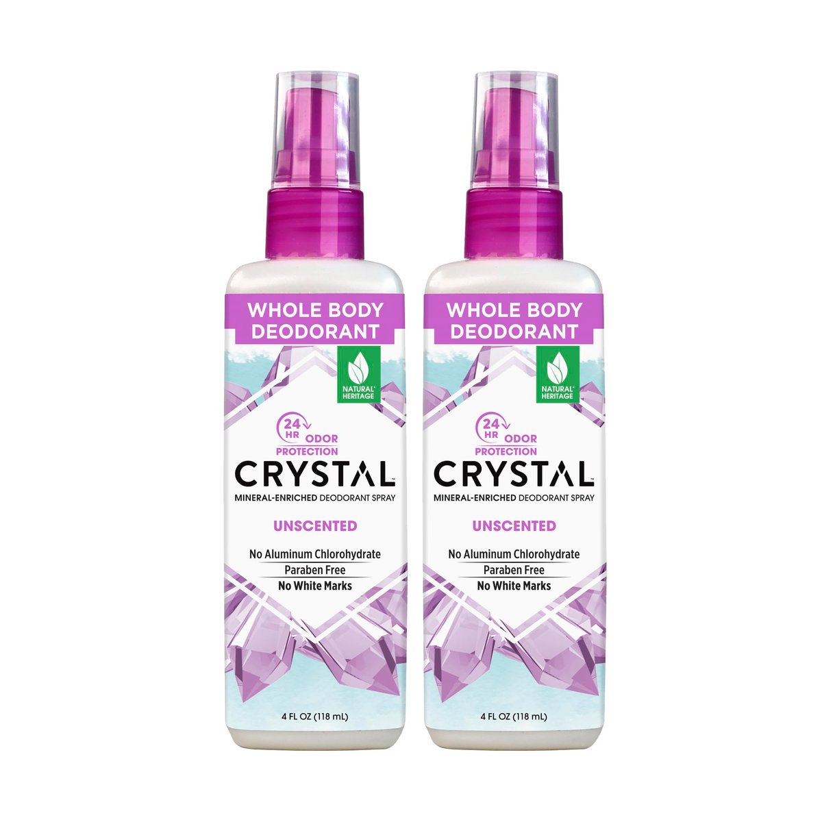 Crystal Body Deodorant Spray - 4 fl oz (Pack of 2) - Natural Mineral Deodorant for Sensitive Skin, Aluminum-Free, Long-Lasting Odor Protection - görsel 1