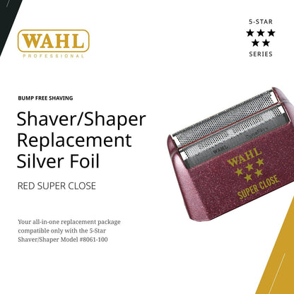 Wahl Professional 5 Star Series Shaver Shaper Replacement Foil - Super Close Shave, Hypo-Allergenic Silver Avelisse