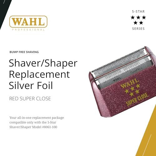 Wahl Professional 5 Star Series Shaver Shaper Replacement Foil - Super Close Shave, Hypo-Allergenic Silver Avelisse