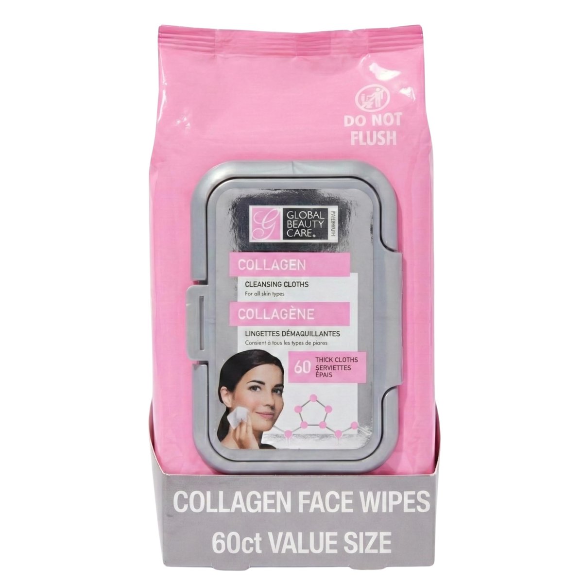 Global Beauty Care Collagen Makeup Remover Wipes - Gentle Daily Facial Cleansing Wipes for Sensitive Skin, Hydrating, Firming & Renewing, Travel-Friendly, 60 Count - görsel 2