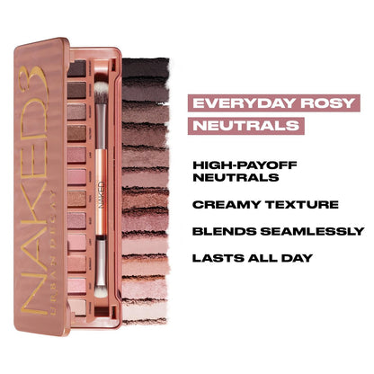 URBAN DECAY Naked 3 Eyeshadow Palette - Soft Pink Neutral 12-Shade Palette with Matte, Pearl, Metallic & Shimmer Finishes, Vegan & Cruelty-Free Avelisse