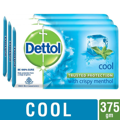 Dettol Cool Bar Soap for Healthy Skin, Pack of 3 (3 x 125g)