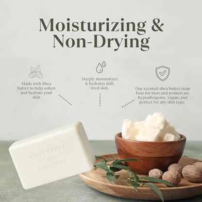 Wavertree & London Frangipani & Gardenia Scented Natural Soap Bar - 7oz Moisturizing French Triple Milled Soap with Organic Shea Butter