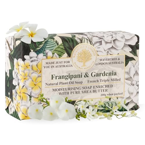 Wavertree & London Frangipani & Gardenia Scented Natural Soap Bar - 7oz Moisturizing French Triple Milled Soap with Organic Shea Butter - görsel 2