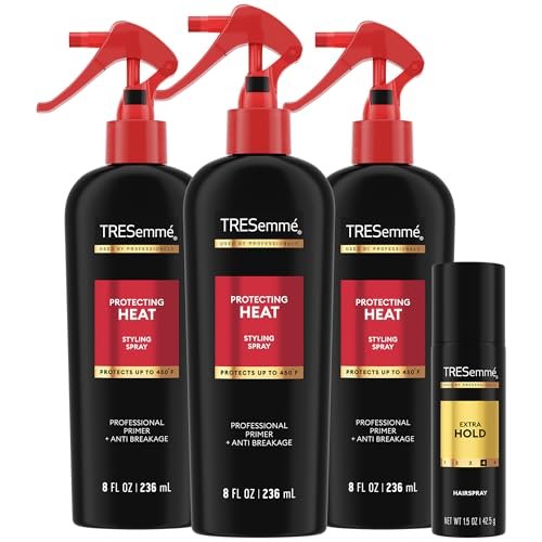 TRESemmé Protecting Heat Spray with Keratin & Extra Hold Hairspray, 3-Pack, 8 Fl Oz Each - Thermal Protection & Frizz Control Avelisse