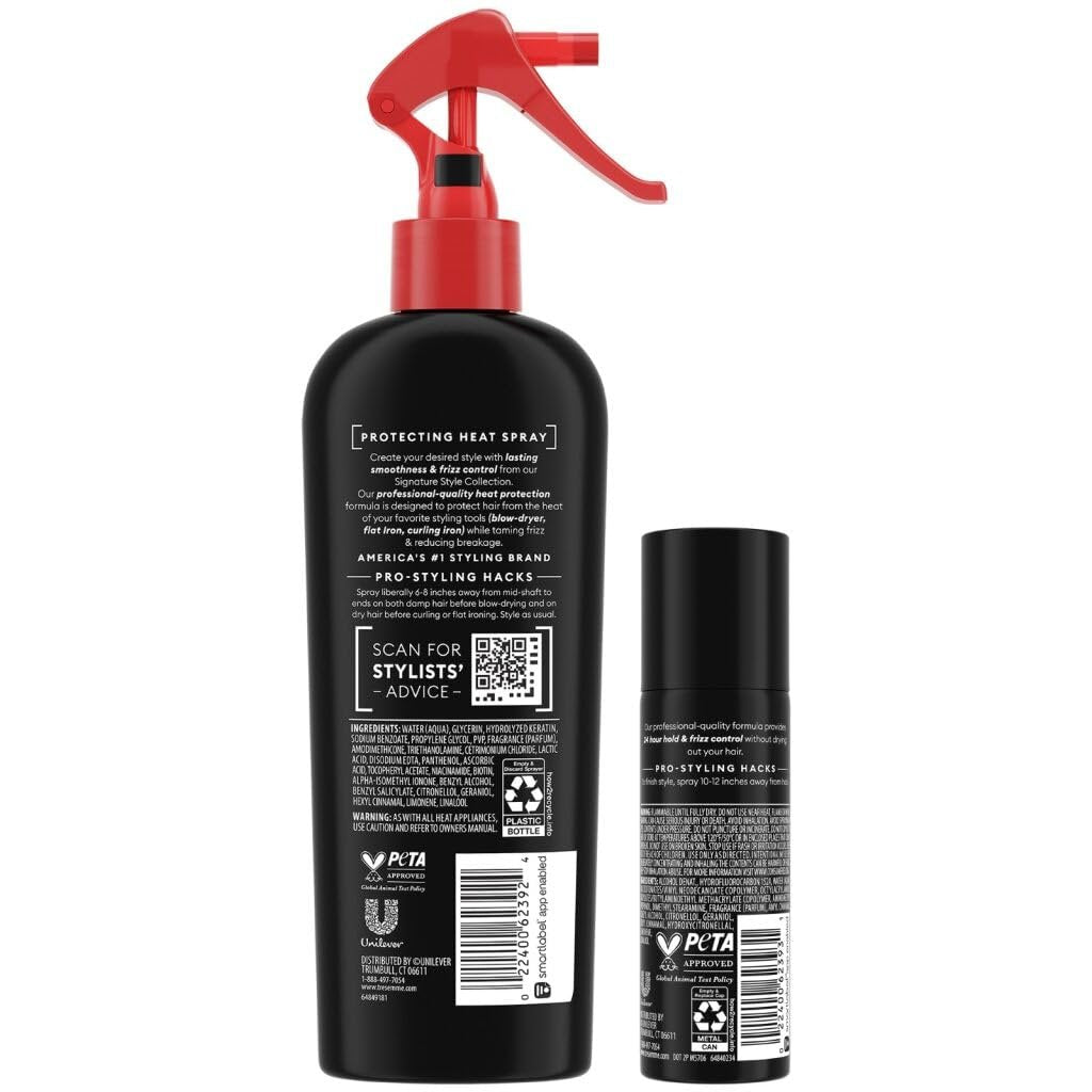 TRESemmé Protecting Heat Spray with Keratin & Extra Hold Hairspray, 3-Pack, 8 Fl Oz Each - Thermal Protection & Frizz Control Avelisse