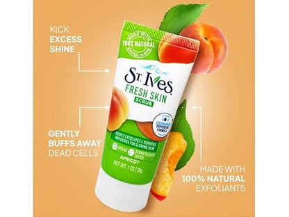 St. Ives Apricot Scrub Exfoliant – Travel-Size 6-Pack, 1 oz Each