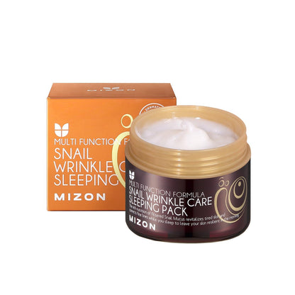 MIZON Snail Wrinkle Care Sleeping Pack - Overnight Firming Mask with Snail Mucin, Adenosine & Shea Butter for Damaged Skin & Fine Lines (2.7 fl oz) Avelisse