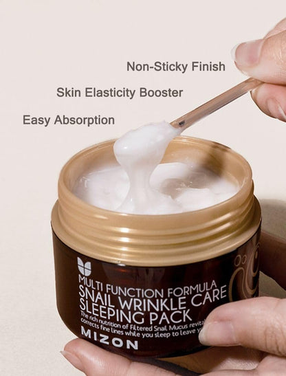 MIZON Snail Wrinkle Care Sleeping Pack - Overnight Firming Mask with Snail Mucin, Adenosine & Shea Butter for Damaged Skin & Fine Lines (2.7 fl oz) Avelisse
