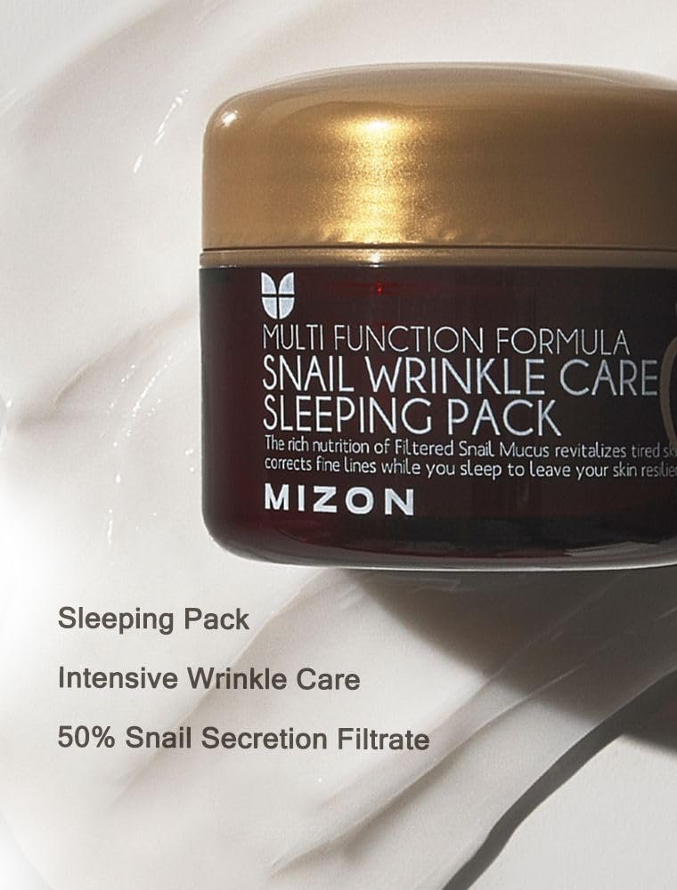 MIZON Snail Wrinkle Care Sleeping Pack - Overnight Firming Mask with Snail Mucin, Adenosine & Shea Butter for Damaged Skin & Fine Lines (2.7 fl oz) Avelisse