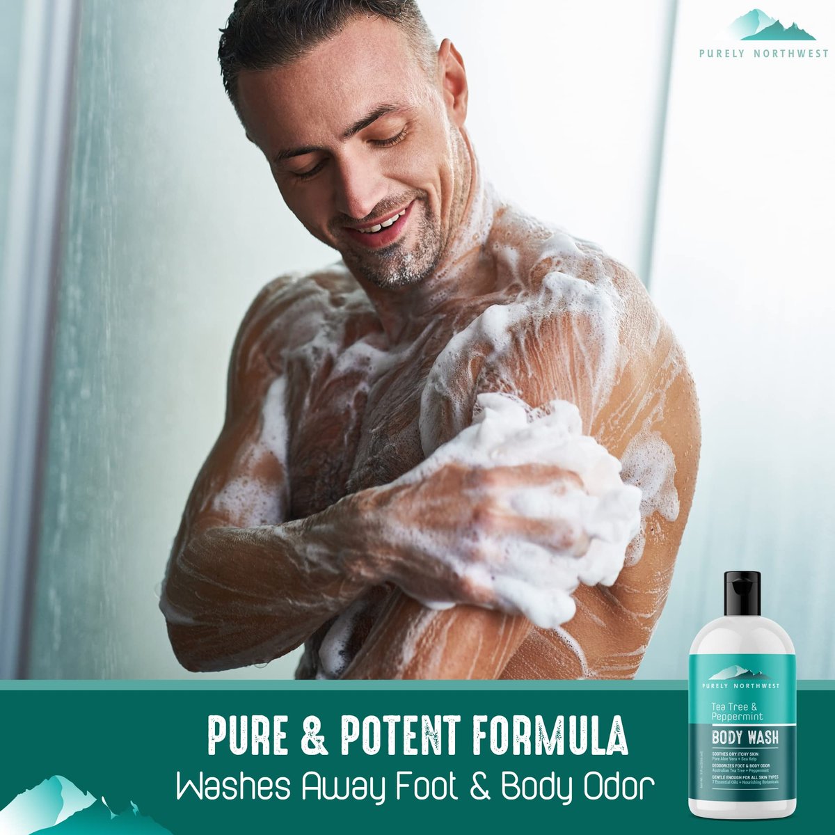 Tea Tree Body Wash for Men and Women – Natural Tea Tree Oil Body Cleanser for Odor, Skin Irritations, Hydrating Shower Gel for Sensitive Skin - görsel 3