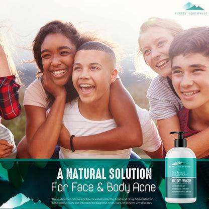 Tea Tree Body Wash for Men and Women – Natural Tea Tree Oil Body Cleanser for Odor, Skin Irritations, Hydrating Shower Gel for Sensitive Skin