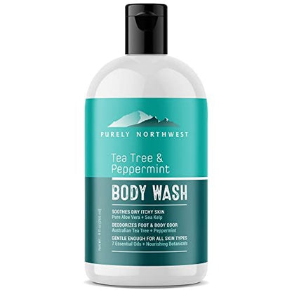 Tea Tree Body Wash for Men and Women – Natural Tea Tree Oil Body Cleanser for Odor, Skin Irritations, Hydrating Shower Gel for Sensitive Skin