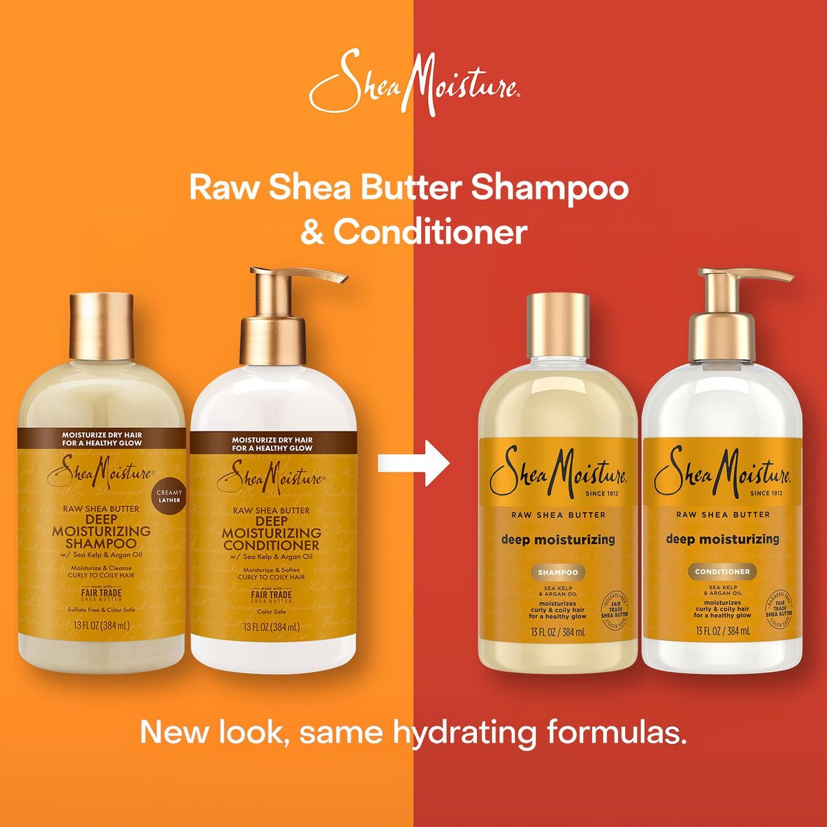 SheaMoisture Deep Moisturizing Shampoo & Conditioner Set with Raw Shea Butter, Sea Kelp & Argan Oil for Coily & Curly Hair, 13 oz Each Avelisse