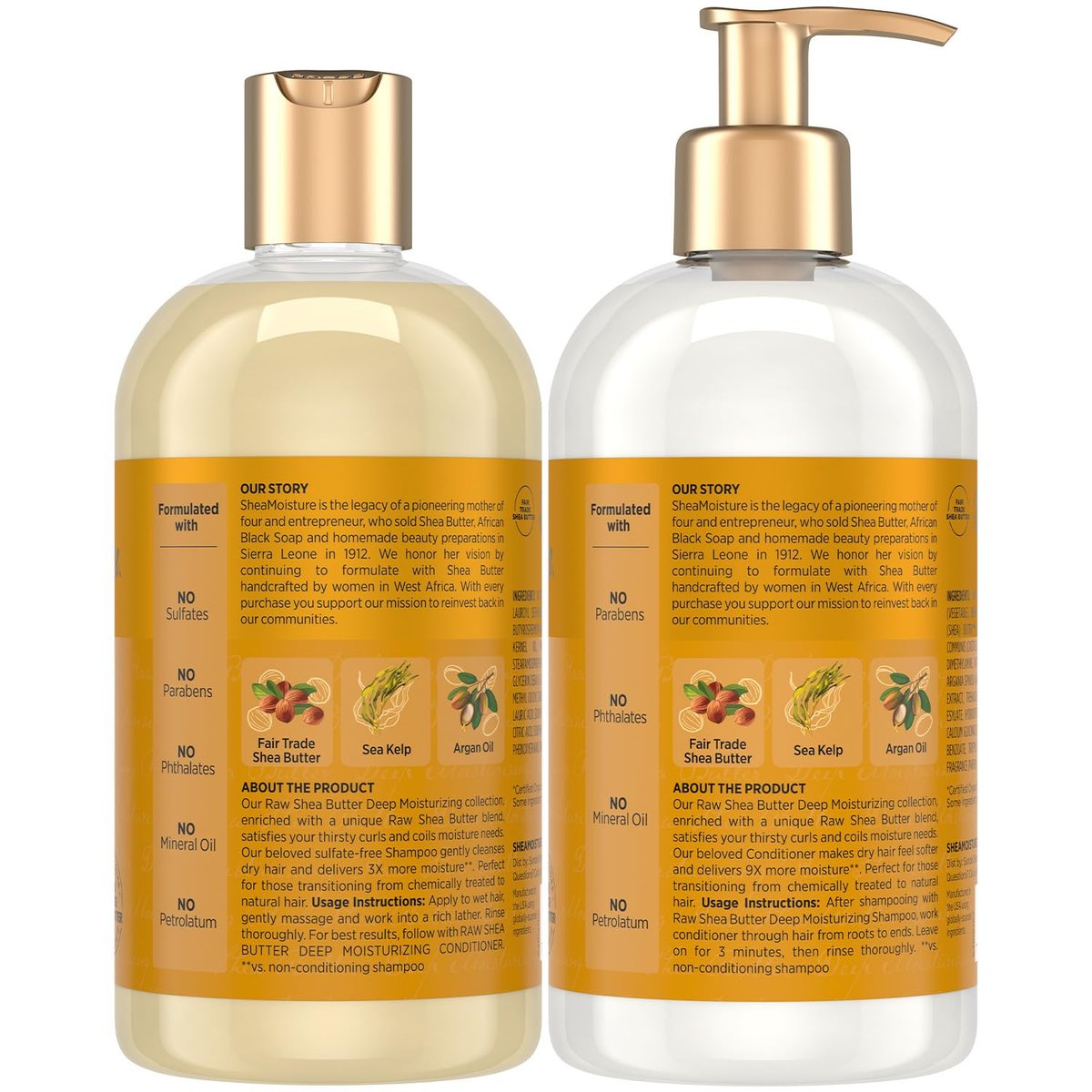 SheaMoisture Deep Moisturizing Shampoo & Conditioner Set with Raw Shea Butter, Sea Kelp & Argan Oil for Coily & Curly Hair, 13 oz Each Avelisse