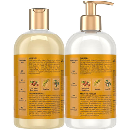 SheaMoisture Deep Moisturizing Shampoo & Conditioner Set with Raw Shea Butter, Sea Kelp & Argan Oil for Coily & Curly Hair, 13 oz Each Avelisse