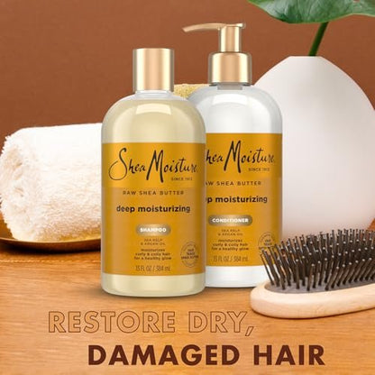 SheaMoisture Deep Moisturizing Shampoo & Conditioner Set with Raw Shea Butter, Sea Kelp & Argan Oil for Coily & Curly Hair, 13 oz Each Avelisse