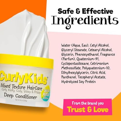 CurlyKids Hair Detangler Conditioner for Kids – Sulfate & Paraben Free, 8oz – Nourishing Formula for Kinky, Wavy & Curly Hair