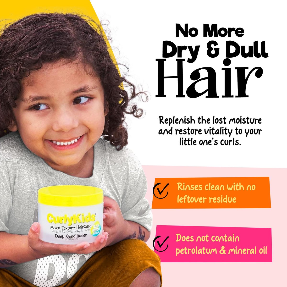 CurlyKids Hair Detangler Conditioner for Kids – Sulfate & Paraben Free, 8oz – Nourishing Formula for Kinky, Wavy & Curly Hair - görsel 10