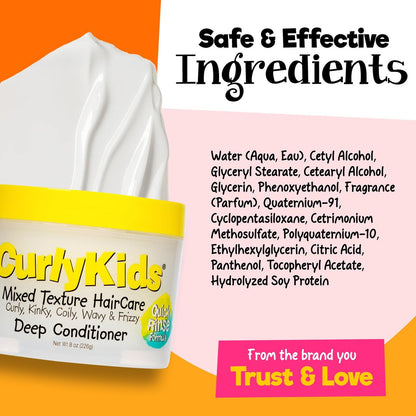 CurlyKids Hair Detangler Conditioner for Kids – Sulfate & Paraben Free, 8oz – Nourishing Formula for Kinky, Wavy & Curly Hair