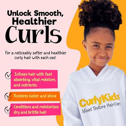 CurlyKids Hair Detangler Conditioner for Kids – Sulfate & Paraben Free, 8oz – Nourishing Formula for Kinky, Wavy & Curly Hair