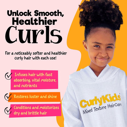 CurlyKids Hair Detangler Conditioner for Kids – Sulfate & Paraben Free, 8oz – Nourishing Formula for Kinky, Wavy & Curly Hair