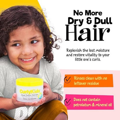 CurlyKids Hair Detangler Conditioner for Kids – Sulfate & Paraben Free, 8oz – Nourishing Formula for Kinky, Wavy & Curly Hair