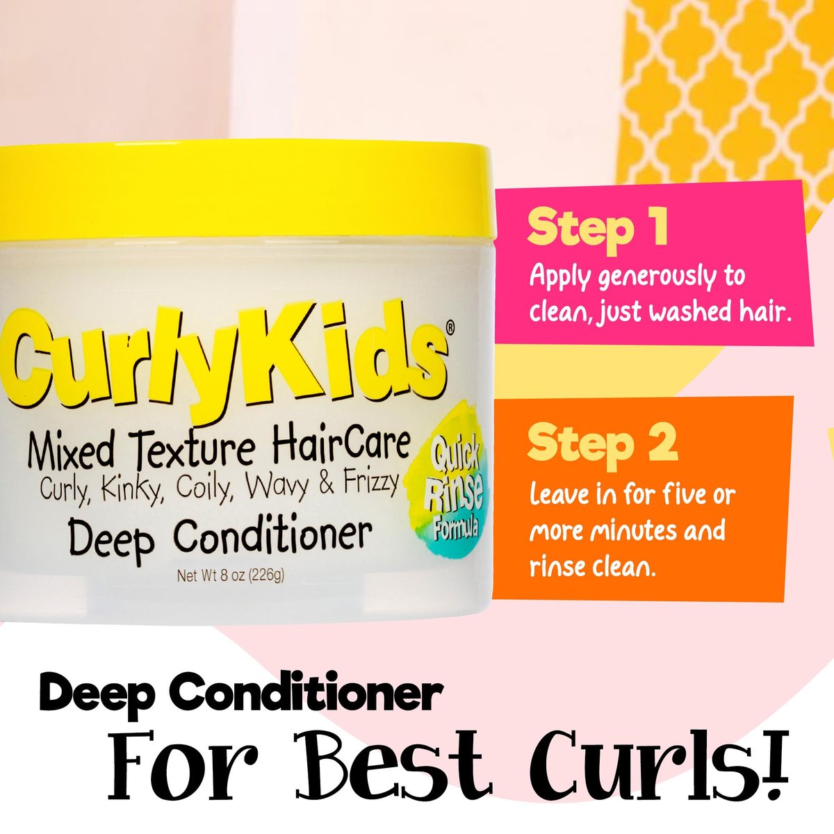 CurlyKids Super Detangle Shampoo & Conditioner Set for Curly, Kinky, Wavy Hair - Sulfate & Paraben-Free, 8 Fl Oz Each Avelisse