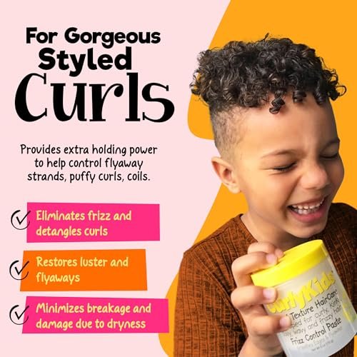 CurlyKids Frizz Control Paste - Anti-Frizz Styling Paste for Curly, Kinky, Coily & Mixed-Texture Hair - Smooth Edges, Tame Flyaways, Maximum Moisture, No Sticky Residue Formula for Kids Haircare, 6oz Avelisse