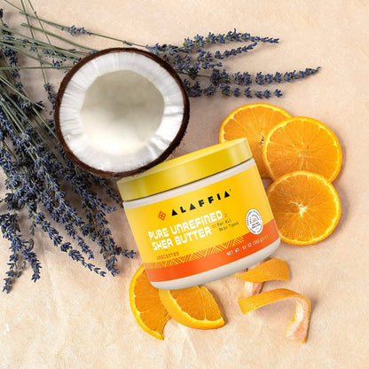 Alaffia Pure Unrefined Shea Butter - Unscented, 11 oz - Moisturizing Body Butter for Dry & Sensitive Skin