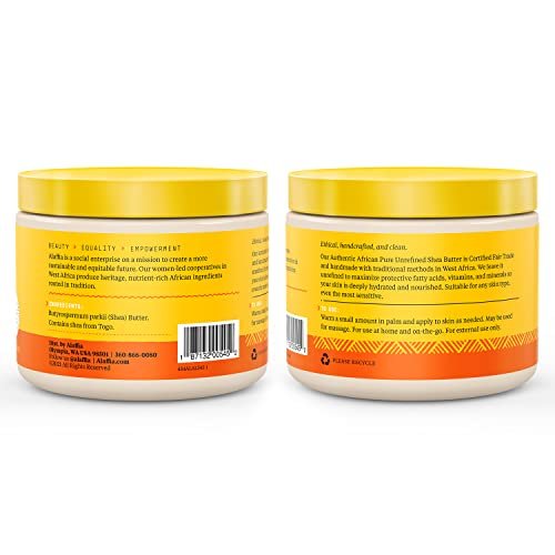 Alaffia Pure Unrefined Shea Butter - Unscented, 11 oz - Moisturizing Body Butter for Dry & Sensitive Skin - görsel 3