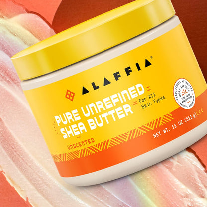 Alaffia Pure Unrefined Shea Butter - Unscented, 11 oz - Moisturizing Body Butter for Dry & Sensitive Skin