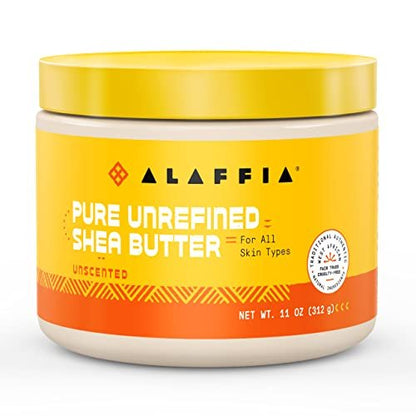 Alaffia Pure Unrefined Shea Butter - Unscented, 11 oz - Moisturizing Body Butter for Dry & Sensitive Skin