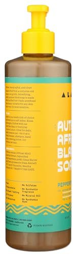 Alaffia Authentic African Black Soap - All-in-One Body Wash, Shampoo & Shaving Soap, Peppermint, 16 oz - Fair Trade, No Parabens, Non-GMO, No SLS Avelisse