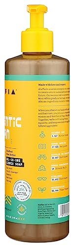 Alaffia Authentic African Black Soap - All-in-One Body Wash, Shampoo & Shaving Soap, Peppermint, 16 oz - Fair Trade, No Parabens, Non-GMO, No SLS Avelisse