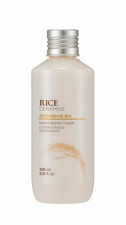 THE FACE SHOP Rice Ceramide Moisturizing Toner – Hydrating Korean Toner with Rice Water for Dry Skin, Strengthens Skin Barrier, 5.0 fl. oz.
