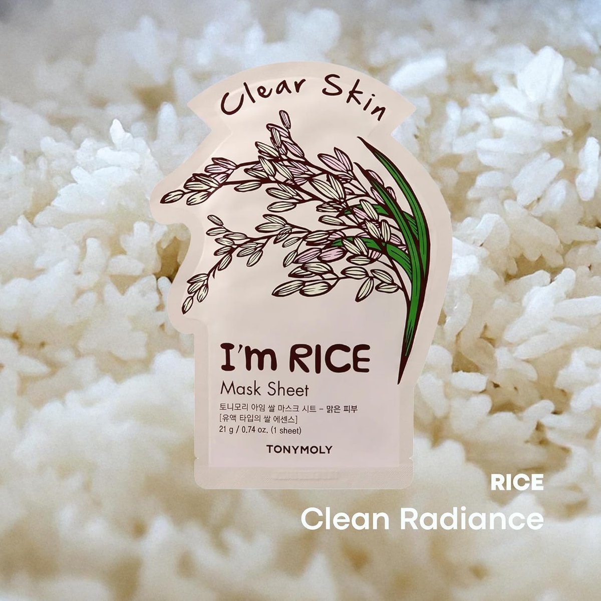 TONYMOLY I'm Rice Sheet Mask – Hydrating, Brightening & Soothing Korean Face Mask with Rice Extract & Vitamin Essence for Radiant Skin - görsel 11