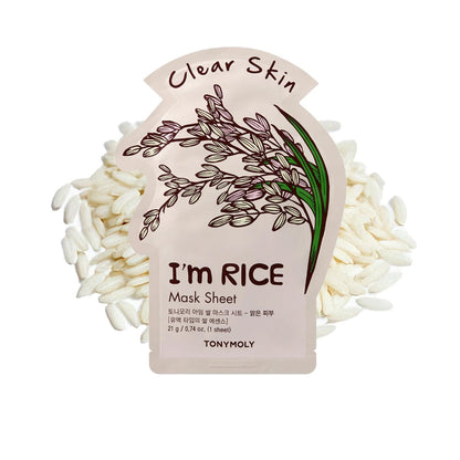 TONYMOLY I'm Rice Sheet Mask – Hydrating, Brightening & Soothing Korean Face Mask with Rice Extract & Vitamin Essence for Radiant Skin