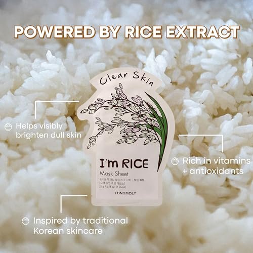 TONYMOLY I'm Rice Sheet Mask – Hydrating, Brightening & Soothing Korean Face Mask with Rice Extract & Vitamin Essence for Radiant Skin - görsel 8