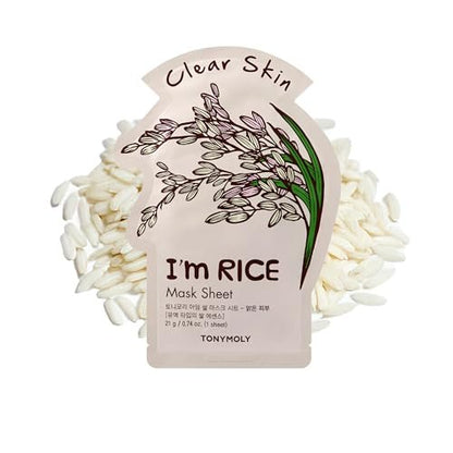 TONYMOLY I'm Rice Sheet Mask – Hydrating, Brightening & Soothing Korean Face Mask with Rice Extract & Vitamin Essence for Radiant Skin
