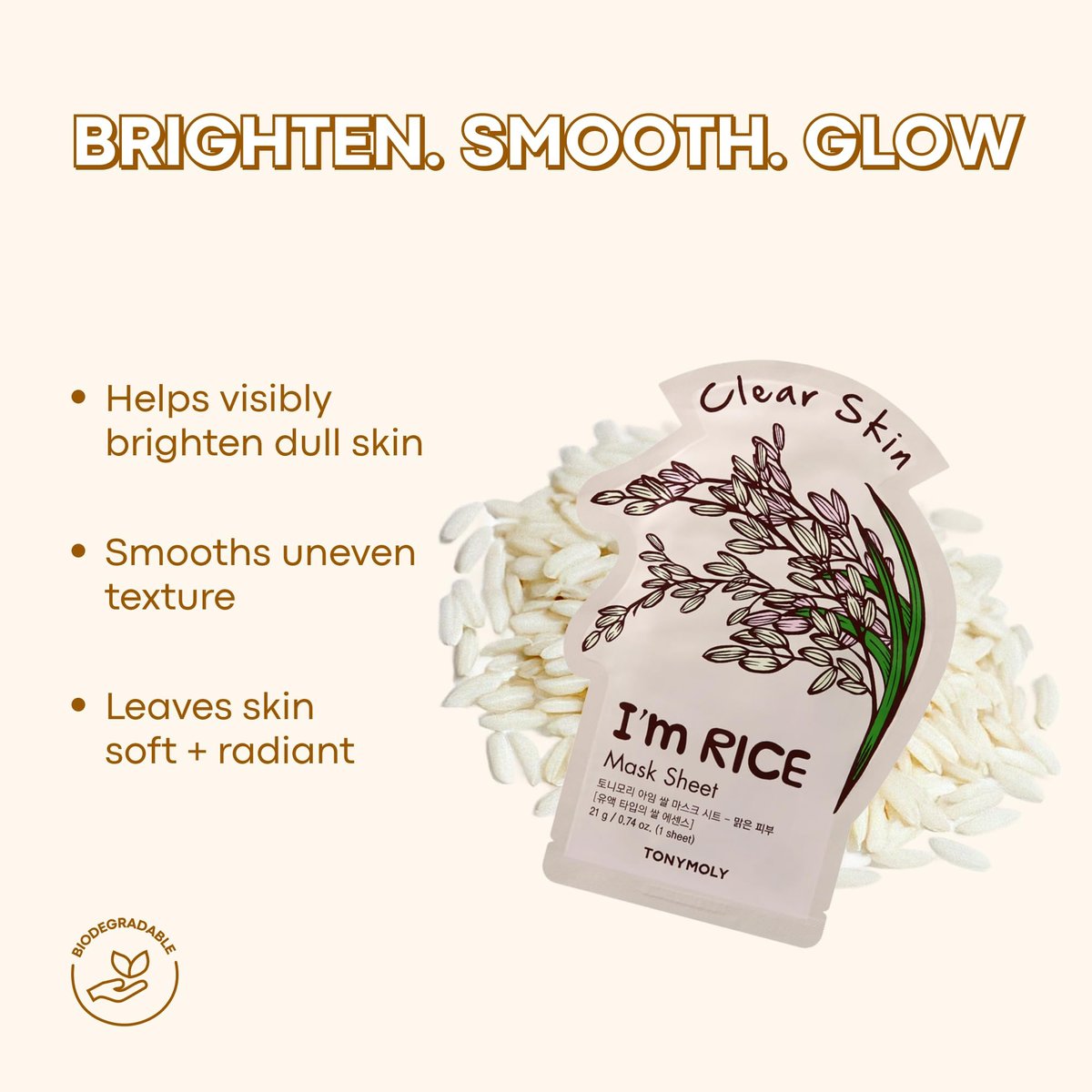 TONYMOLY I'm Rice Sheet Mask – Hydrating, Brightening & Soothing Korean Face Mask with Rice Extract & Vitamin Essence for Radiant Skin - görsel 3