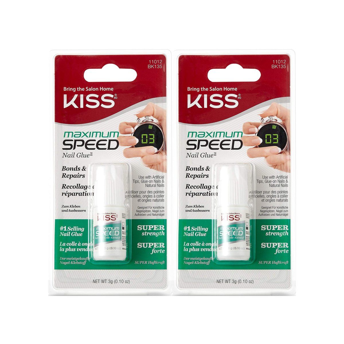 Kiss Maximum Speed Nail Glue (2 Pack) – Strong, Fast-Drying Adhesive for Nail Art Avelisse