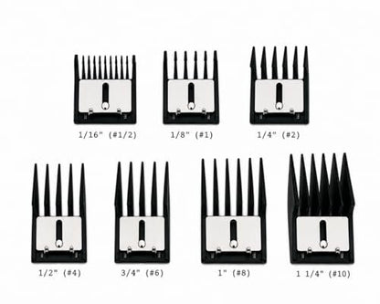 Miaco 7 Piece Universal Clipper Guide Comb Guard Set - Compatible with Oster, Andis, Wahl Professional Clippers Avelisse